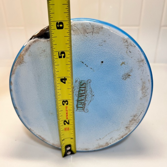 Antique Blue and White Enamelware Coffee Pot Flowers Stewart W Virginia - Picture 9 of 9